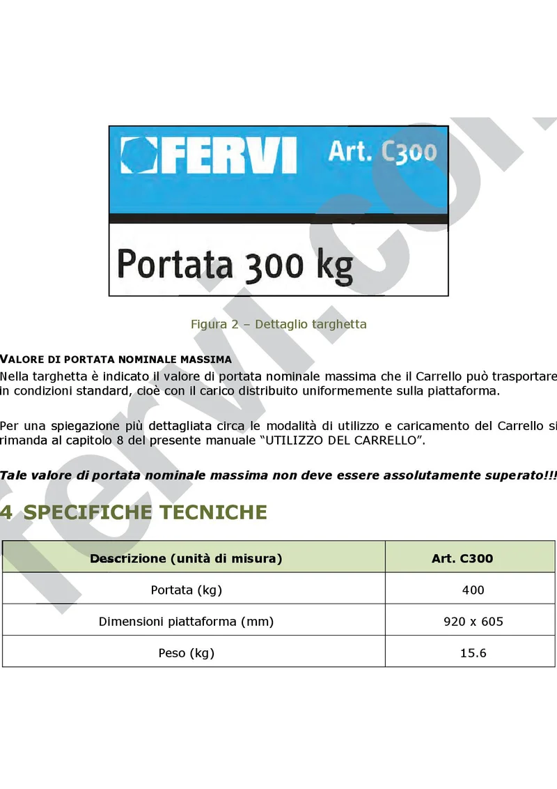 Fervi C300 - Carrello con piattaforma in pvc