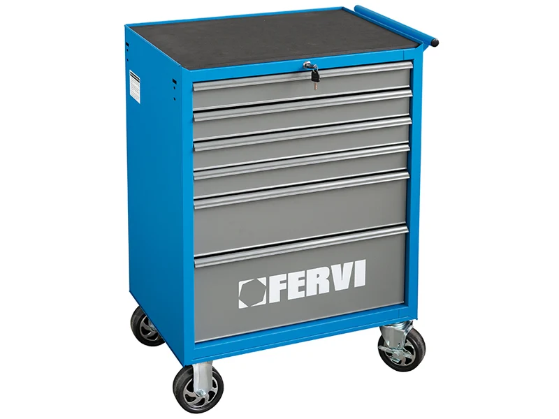 Fervi C900/B - Carrello porta utensili per officina - 6 cassetti vuoto