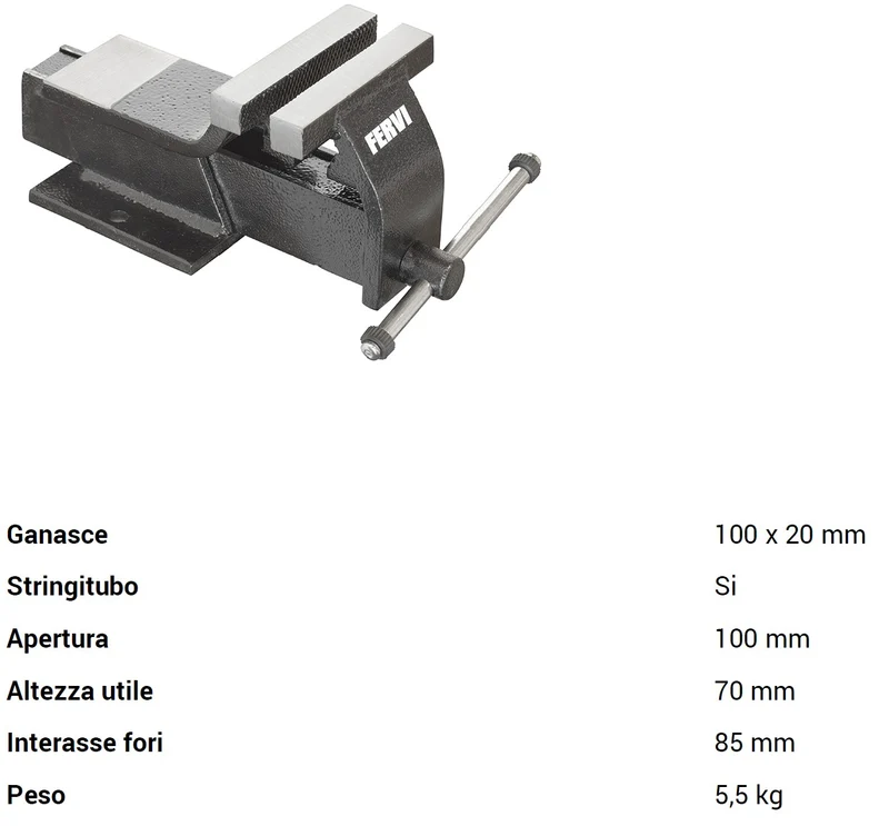 Fervi 0145/100 - Morsa in acciaio con stringitubo