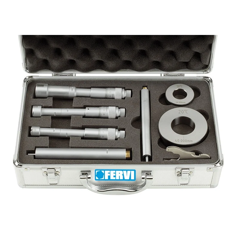 Fervi M019/20/40 - Assortimento micrometri a tre punte per interni, per fori ciechi