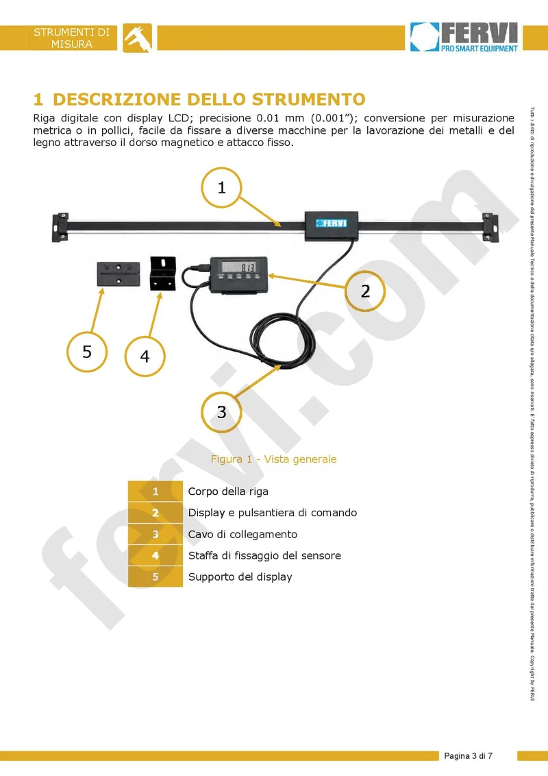 Fervi R100 - Riga con display digitale multifunzione 1000MM