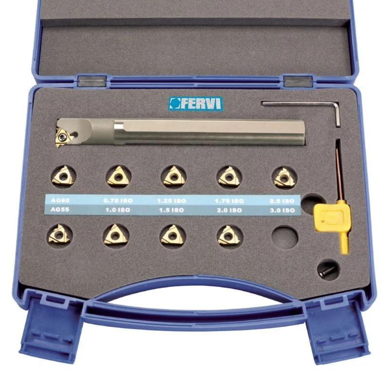Fervi KISNR25 - Kit bareno D25mm per filetti interni con placchette