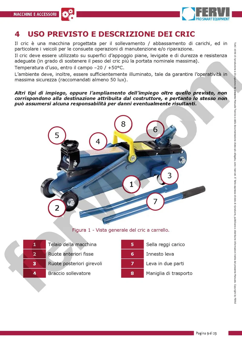Fervi 0060 - Cric a carrello sollevatore 2 TON