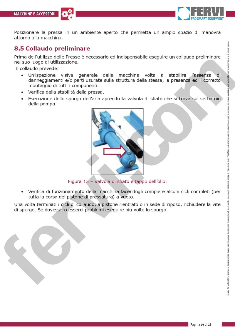 Fervi P001/20 - Pressa manuale idraulica