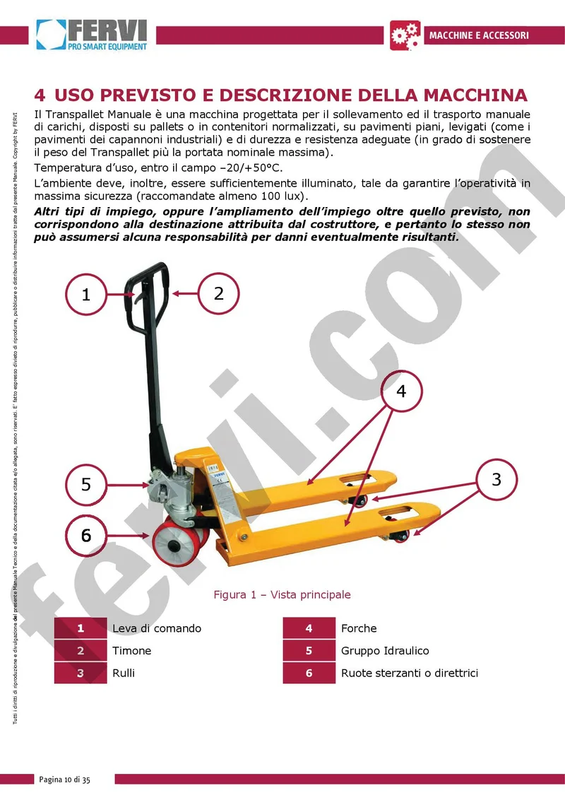 Fervi 0064 - 2500 kg , Transpallet manuale
