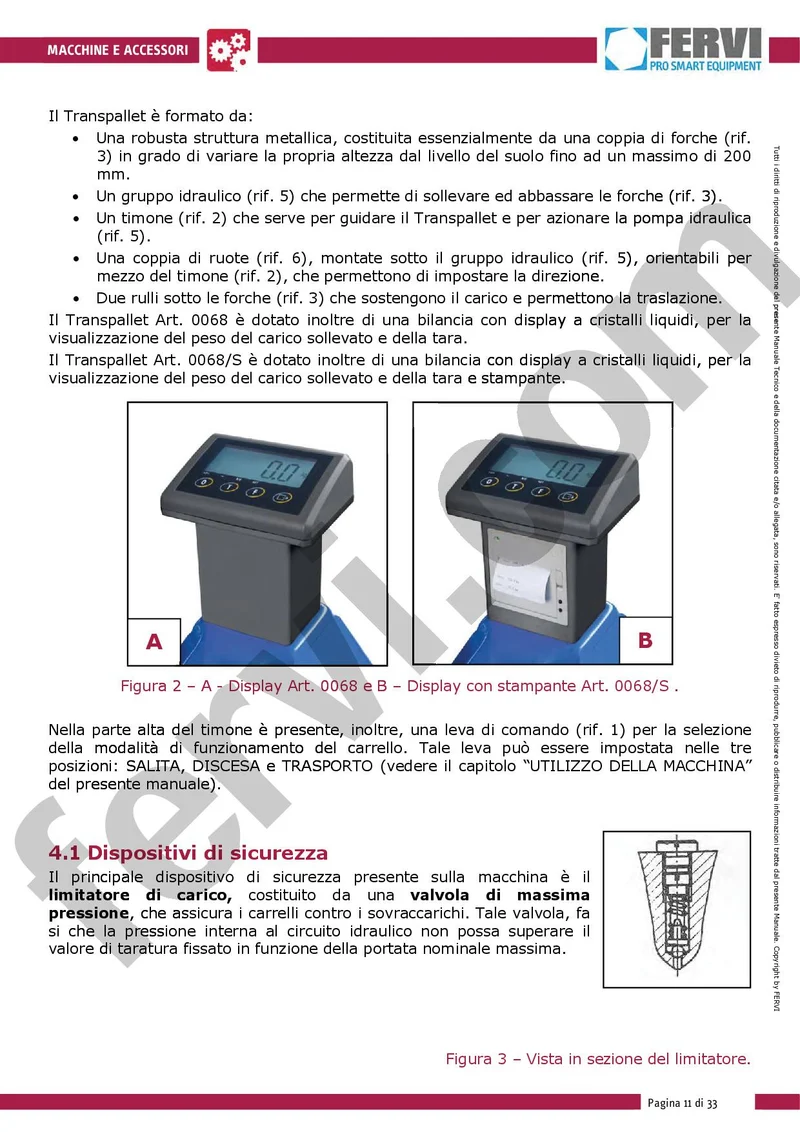 Fervi 0068/S - Transpallet pesatore con bilancia con stampante con OMAGGIO