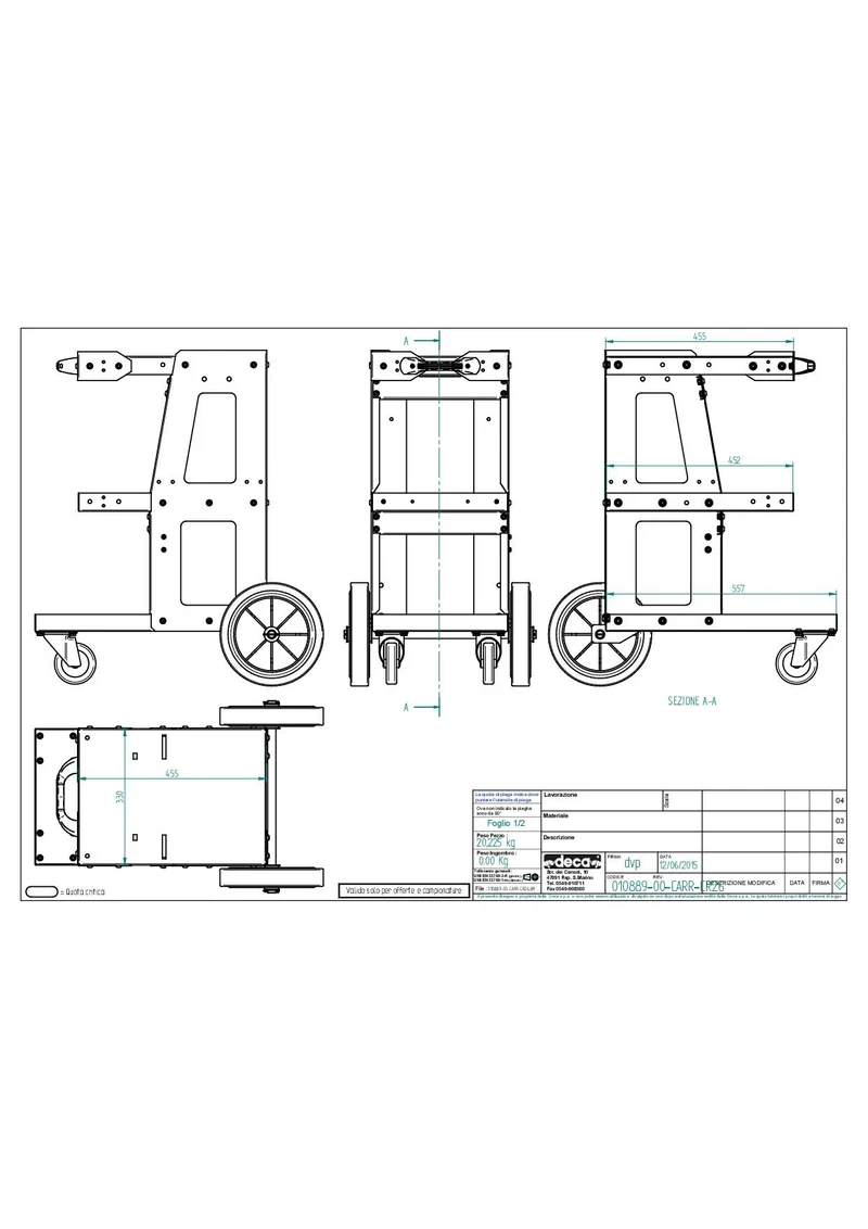 Carrello per saldatrice con porta-bombola Deca CR26