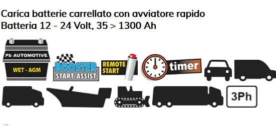 DECA 376900 CLASS BOOSTER 1350 Caricabatteria 12/24V-100A. Start Assist 1350A (230/400V3Ph)