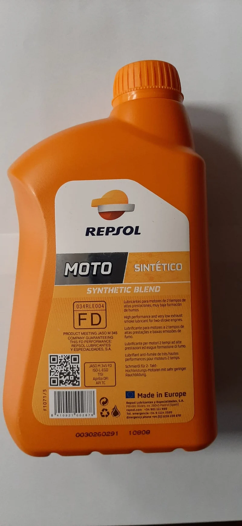 Olio 2T 1 litro Sintetico ad alte prestazioni ed esigua formazione di fumo