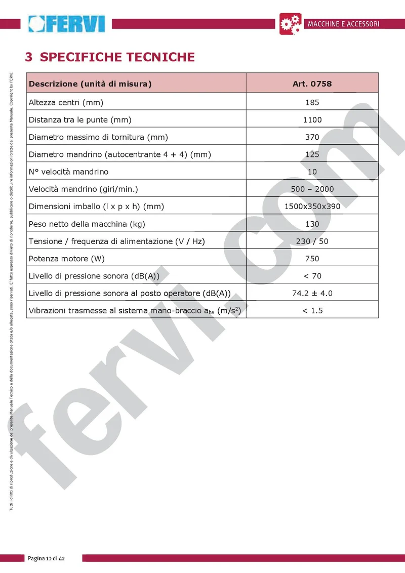 Fervi 0758 - Tornio da legno
