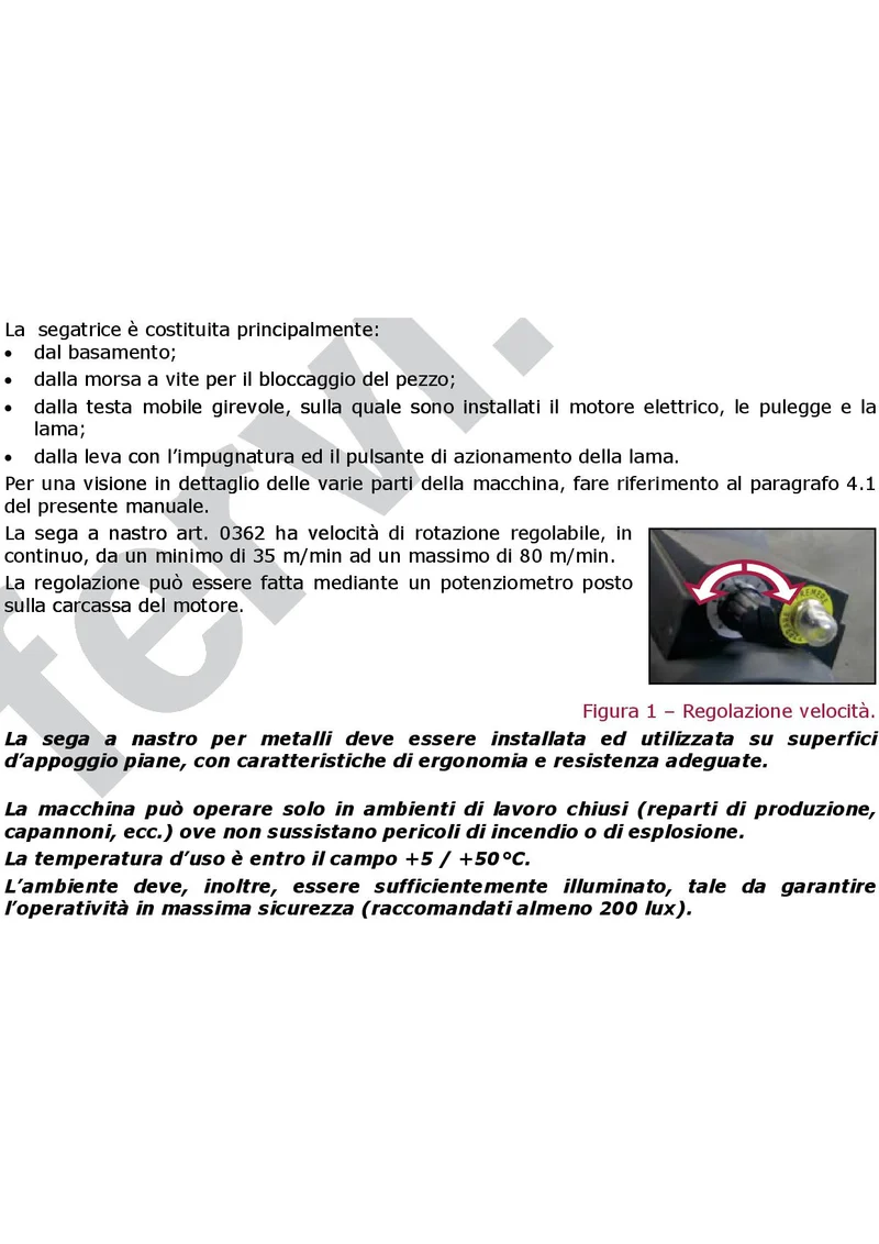 Fervi 0362 - Segatrice a nastro con motore INVERTER