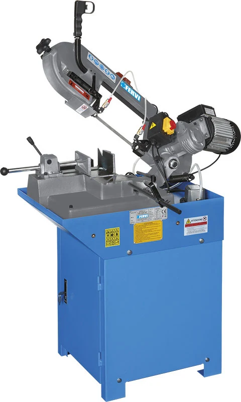 Fervi 0255 - Segatrice sega a nastro per ferro metalli lubrificata con base 230V