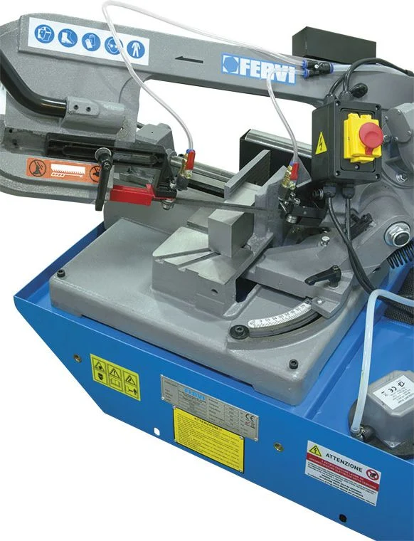 Fervi 0255 - Segatrice sega a nastro per ferro metalli lubrificata con base 230V