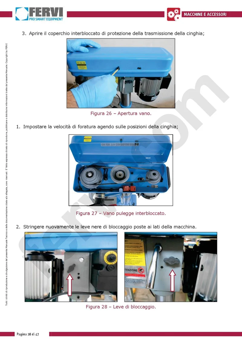 Fervi 0750 - Trapano da banco con trasmissione a cinghia 220V - 750W