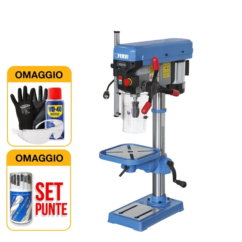 Fervi 0260 - Trapano da banco con trasmissione a cinghia 220V - 550W