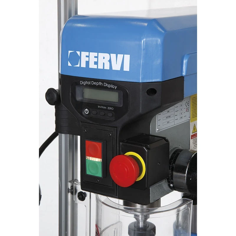 Fervi 0242 - Trapano da banco con trasmissione a cinghia e misuratore digitale di profondità
