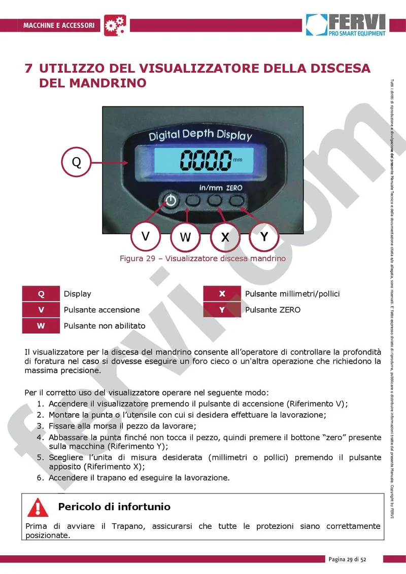 Fervi 0242 - Trapano da banco con trasmissione a cinghia e misuratore digitale di profondità