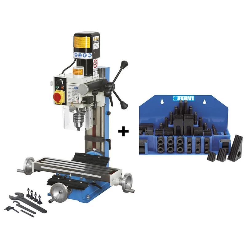 Fervi T058 - Trapano fresa da banco ad ingranaggi + kit staffaggio OMAGGIO