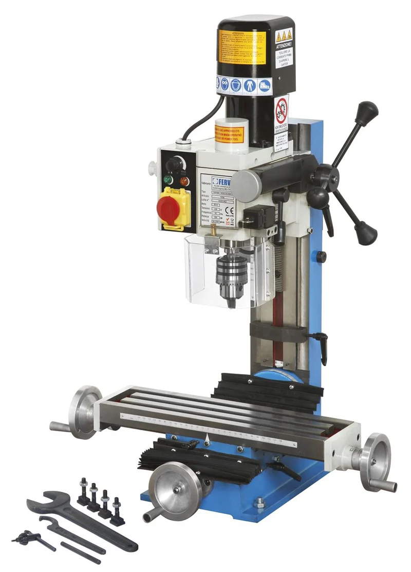 Fervi T058 - Trapano fresa da banco ad ingranaggi + kit staffaggio OMAGGIO