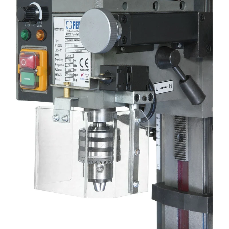 Fervi T058 - Trapano fresa da banco ad ingranaggi + kit staffaggio OMAGGIO