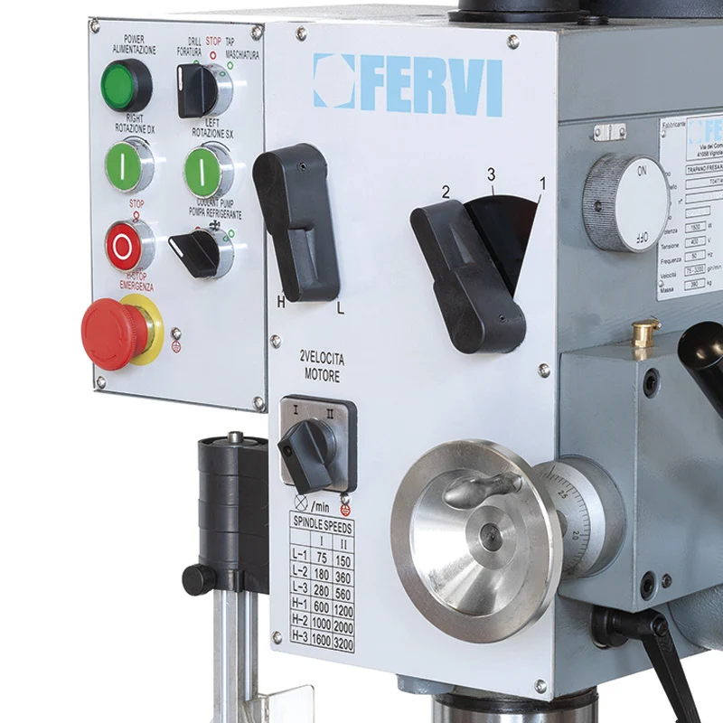 Fervi T047/400VDA - Trapano fresa ad ingranaggi con discesa automatica e maschiatura