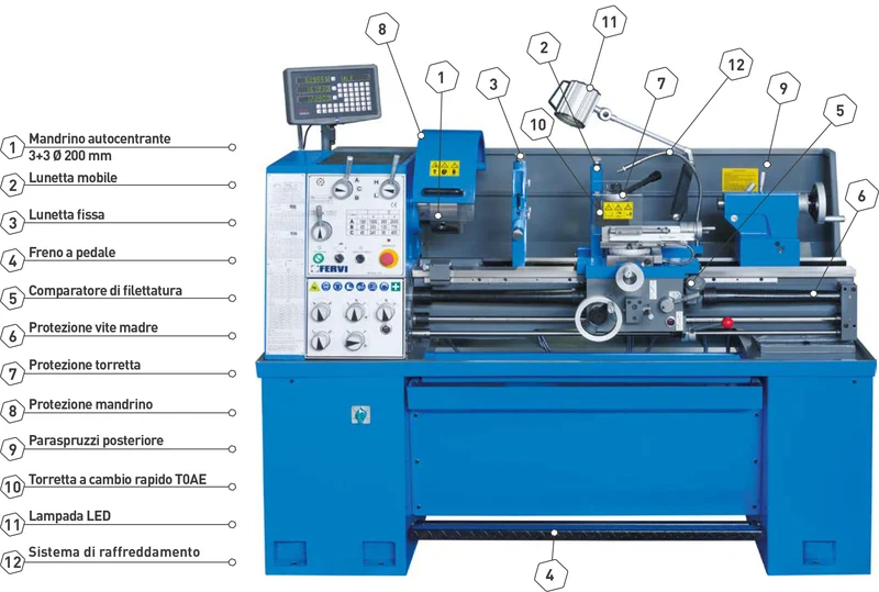 Fervi T070/400V3A - Tornio parallelo con visualizzatore