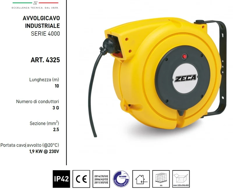Zeca 4325 3G sezione 2,5 mm2 lunghezza 9 m portata 1,9 Kw 230V pvc