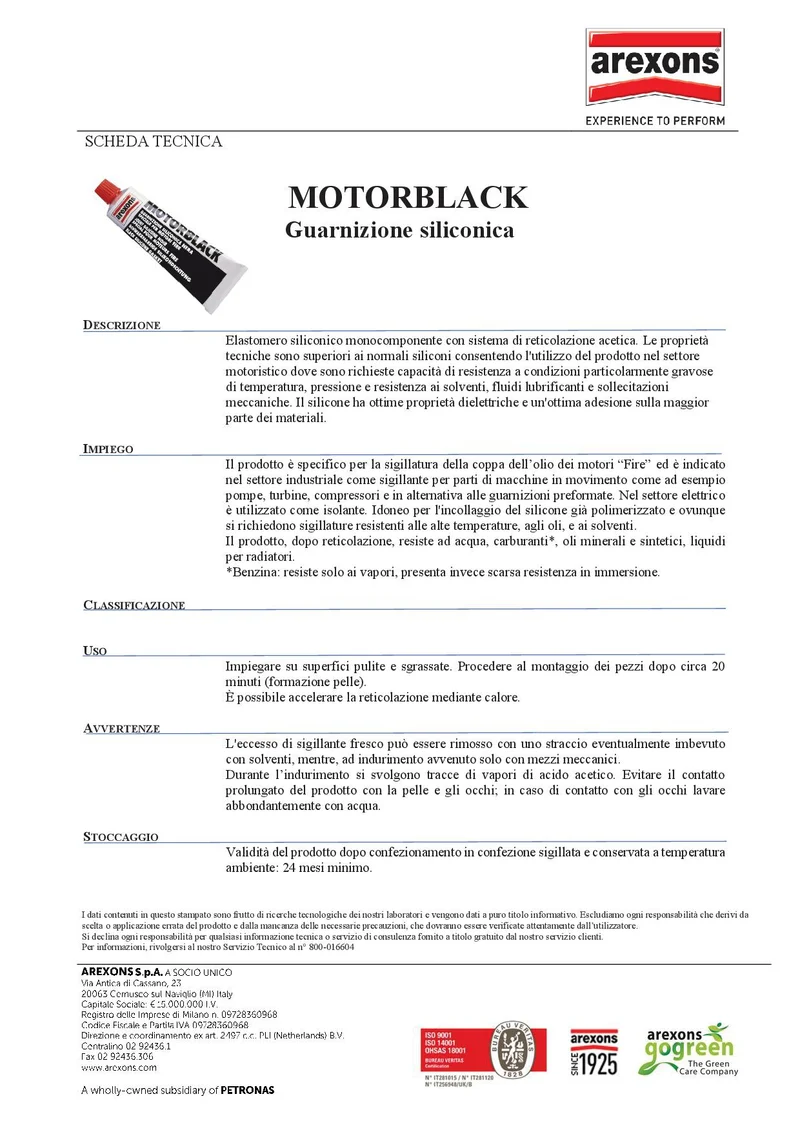 Arexons Motorblack Guarnizione Siliconica Nera (60gr)