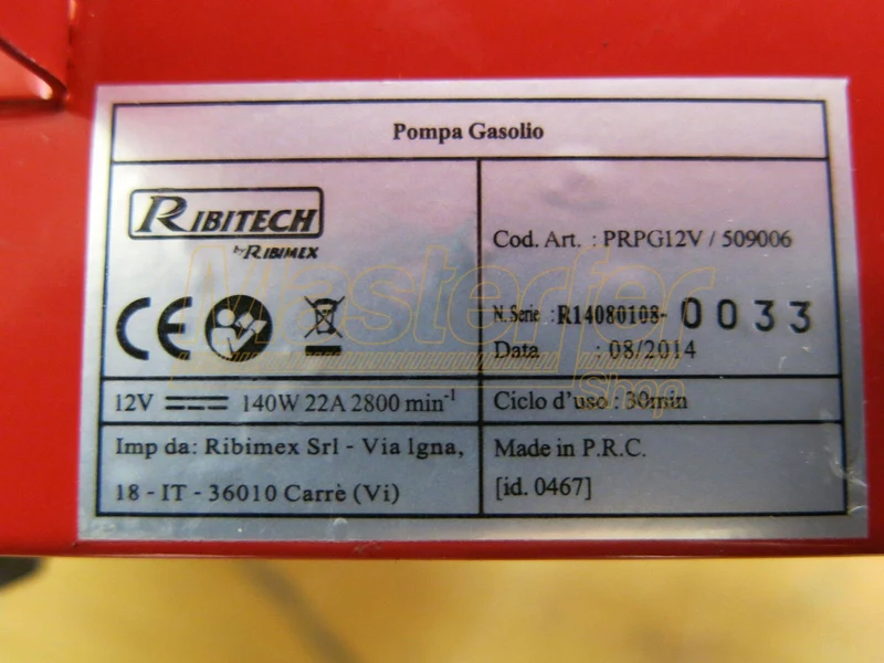 Pompa travaso gasolio autoadescante 12V Ribimex PRKG12V - con KIT pronta all'uso