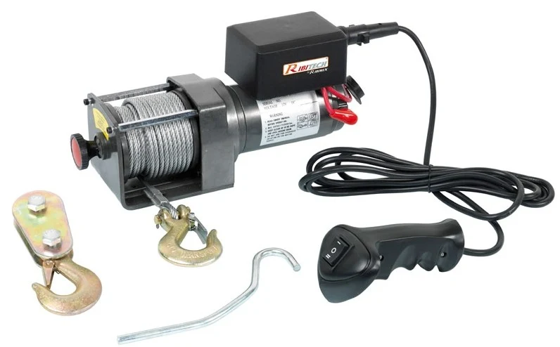 Verricello 12V da fissare Ribimex PE12V/2500 - ideale per fuoristrada - Per sollevamento o traino - con telecomando a filo