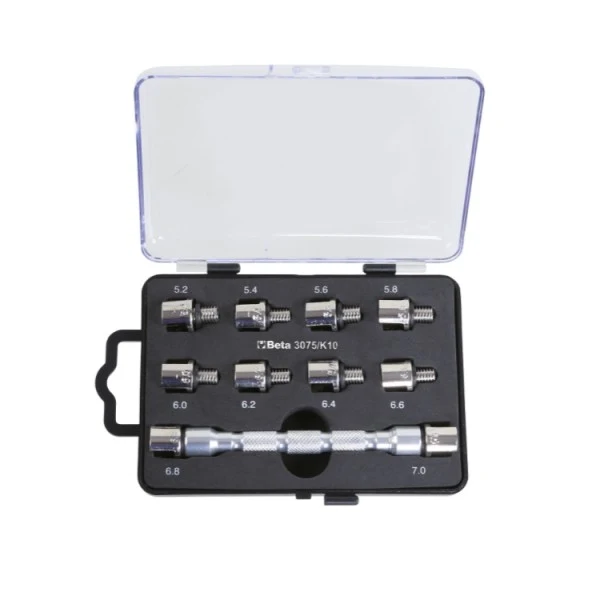 Beta 3075/K10 - Set chiave universale a testina intercambiabile e 10 inserti, per serraggio raggi ruote