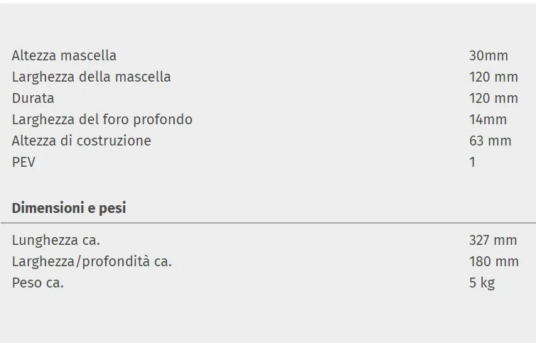 LTF 3052634 morsa a vite per trapano a colonna LTF Optimum BME, apertura 120mm