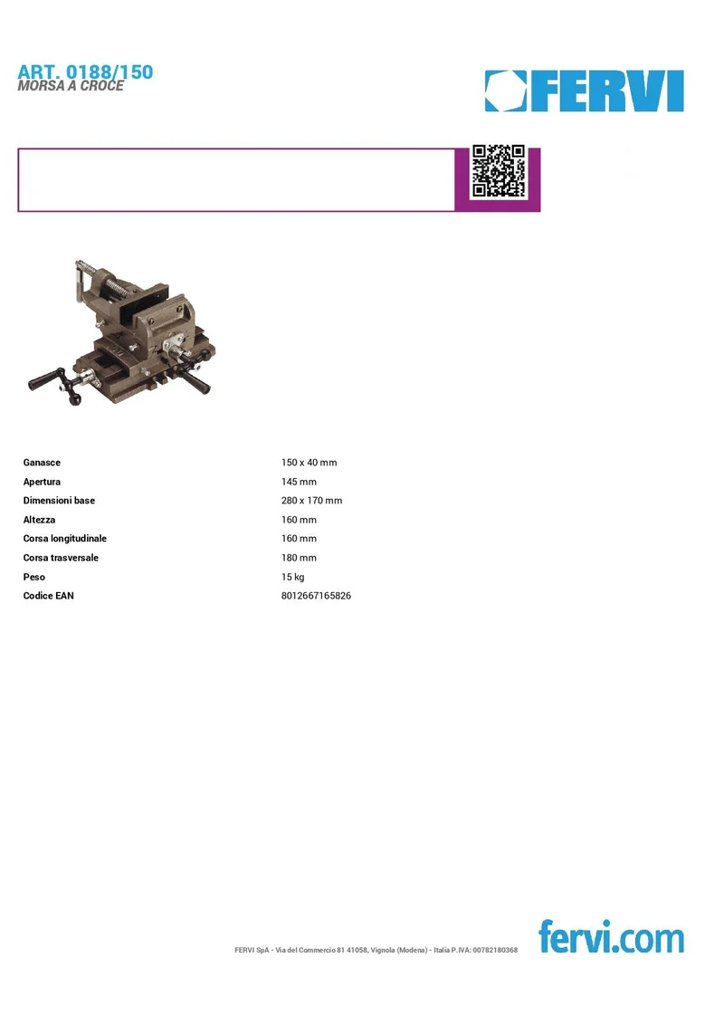 Fervi 0188/150 - Morsa a croce