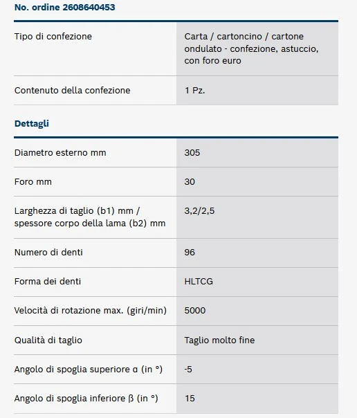 Bosch 2608640453 Disco multimateriale 305x30mm,denti 96,velocità max 5000 (giri/min)