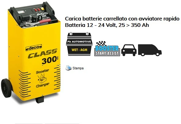 Deca CLASS BOOSTER 300E - caricabatterie con avviatore rapido 12-24V (carica 20 A - avviamento 250 A)