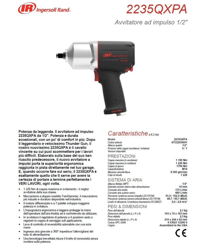 Ingersol 2235QXPA Avvitatore ad impulsi 1/2"