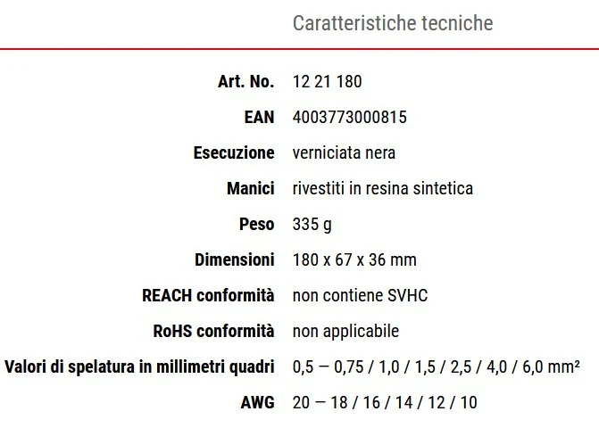 Knipex 12 21 180 Pinza spelacavi Con lame sagomate