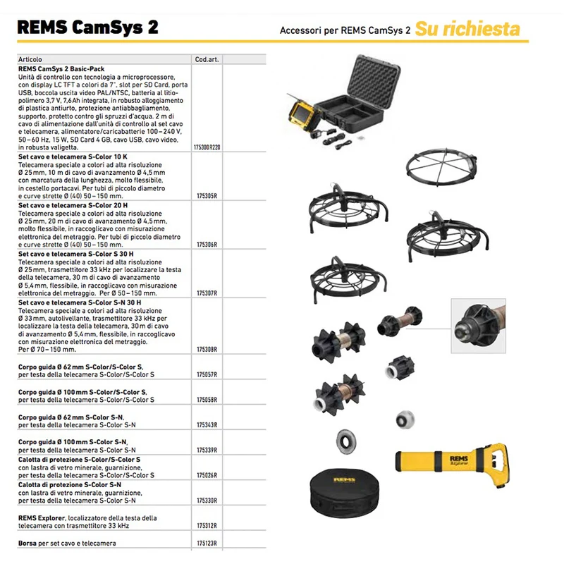 Rems CAMSys 2 Set S-Color 20H - Telecamera d'ispezione ad alta risoluzione, lunghezza 20 metri