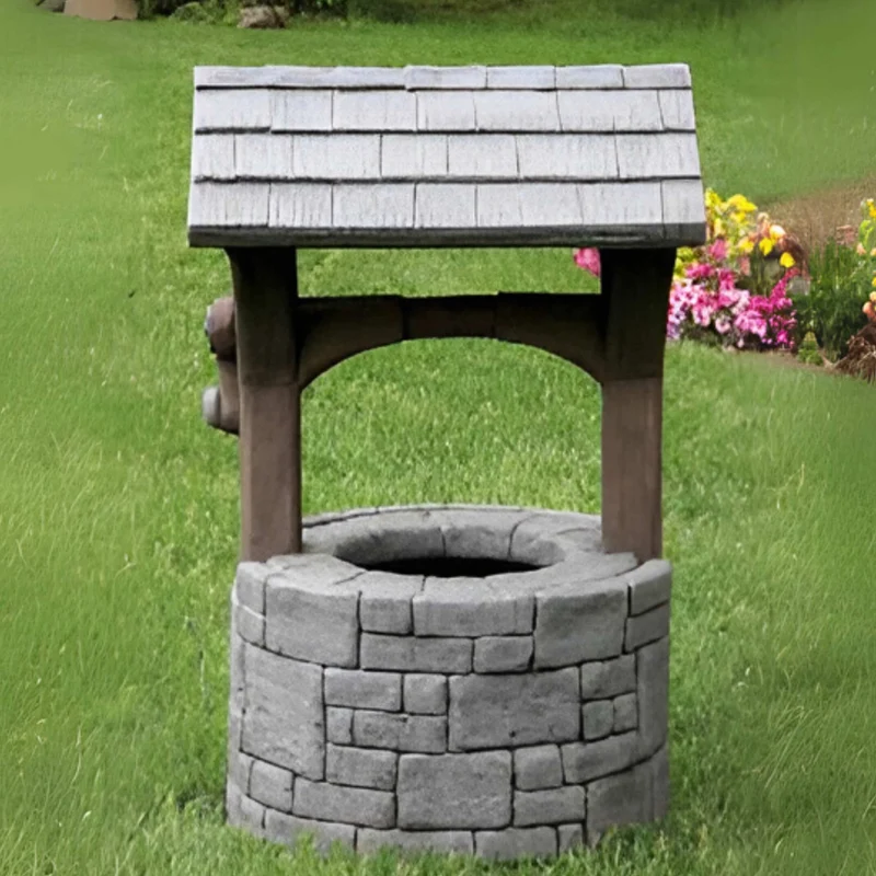 Wishing Well Concrete Garden Statue - Massarellis #7851