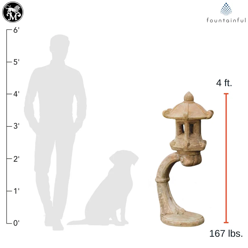 Cantilevered Lantern Concrete Garden Statue - Massarellis #5080