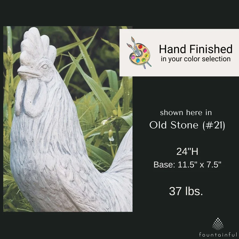 Large Rooster Concrete Garden Statue - Massarellis #2843