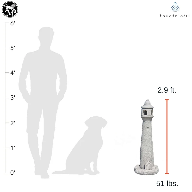 Classic Lighthouse Concrete Garden Statue - Massarellis #4094