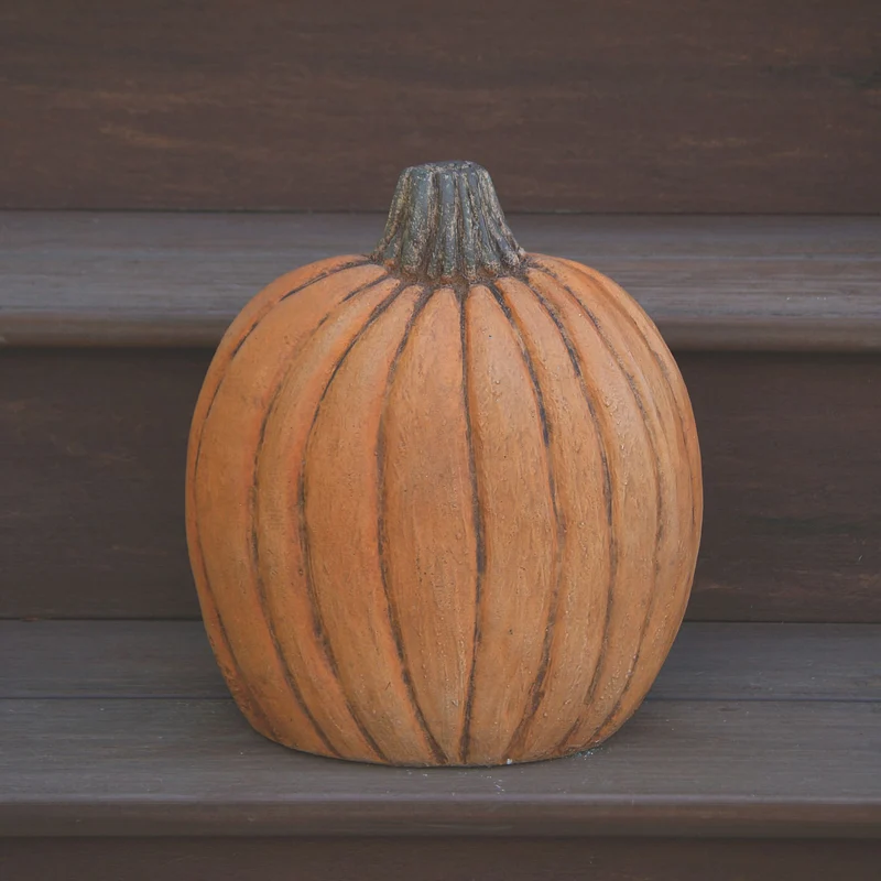 Short Pumpkin Concrete Garden Statue - Massarellis #4225