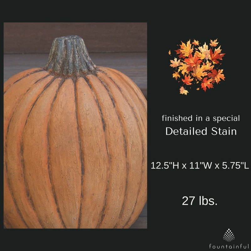 Short Pumpkin Concrete Garden Statue - Massarellis #4225