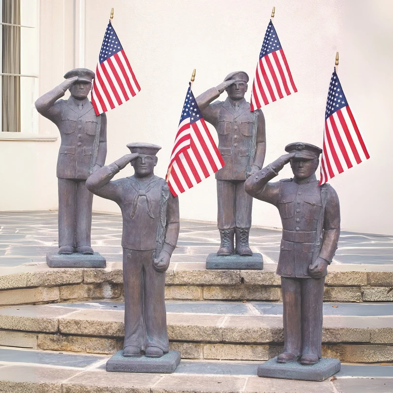 U.S. Military Tall Armed Forces Concrete Statues - Massarellis