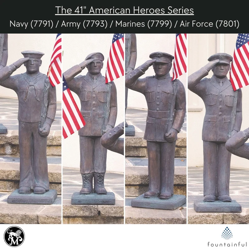 U.S. Military Tall Armed Forces Concrete Statues - Massarellis