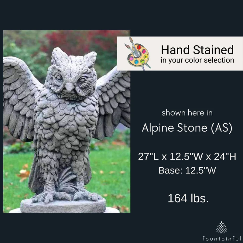 Soaring Owl Concrete Garden Statue - Campania #A267