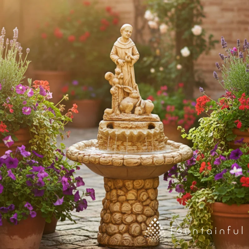 St. Francis Concrete Fountain - Fiore #2012