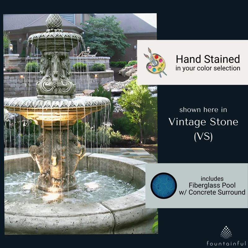 Cavalli 2-Tier Concrete Pond Fountain - Fiore #2133