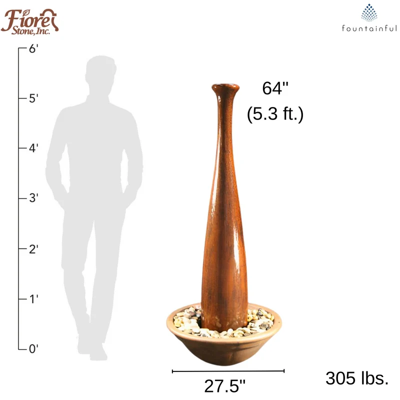 64" Milan Concrete Jug Fountain - Fiore #2151